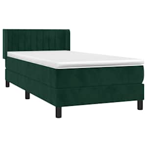 Box spring postel s matrací tmavě zelená 90x200 cm samet - obrázek 3