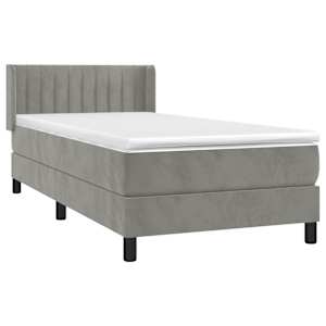 Box spring postel s matrací světle šedá 100x200 cm samet - obrázek 3
