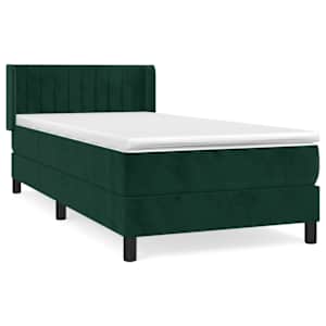 Box spring postel s matrací tmavě zelená 100x200 cm samet - obrázek 2