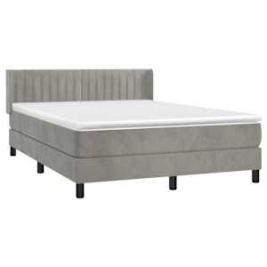 Box spring postel s matrací světle šedá 140x190 cm samet - obrázek 3