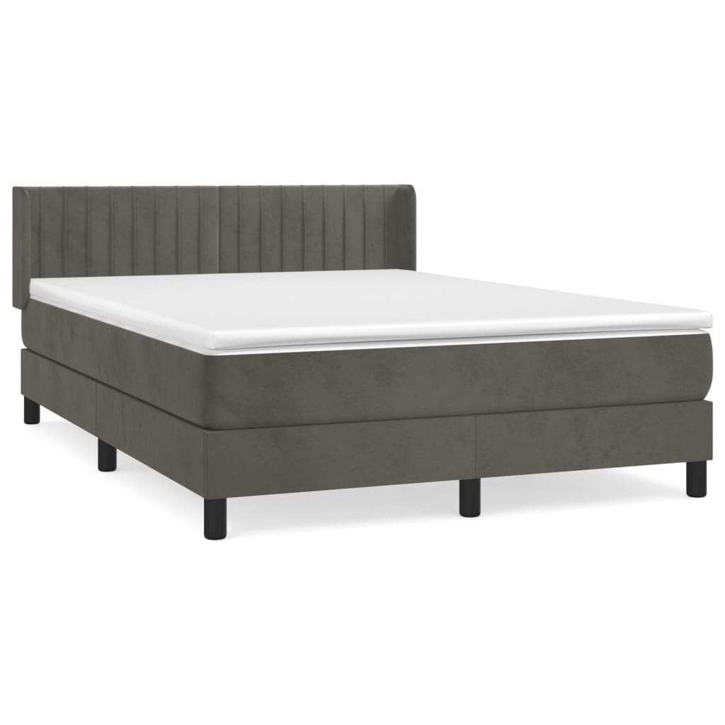 Thumbnail - vidaXL Boxspringbett mit Matratze Dunkelgrau 140x190 cm Samt
