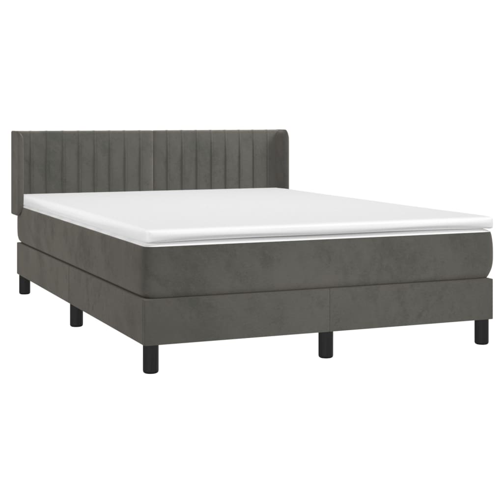 vidaXL Boxspring met matras fluweel donkergrijs 140x190 cm afbeelding