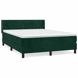 Box spring postel s matrací tmavě zelená 140x190 cm samet - obrázek 2