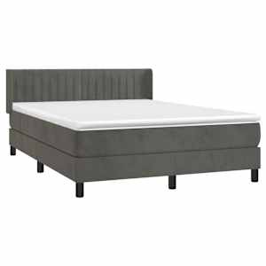 Box spring postel s matrací tmavě šedá 140x200 cm samet - obrázek 3