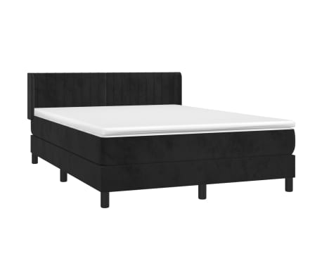 vidaXL Sommier &agrave; lattes de lit avec matelas Noir 140x200 cm Velours