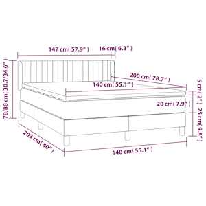 Box spring postel s matrací černá 140x200 cm samet - obrázek 7
