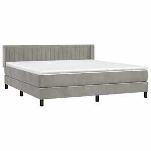 Box spring postel s matrací světle šedá 160x200 cm samet - obrázek 3