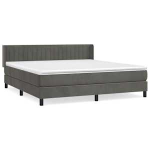 Box spring postel s matrací tmavě šedá 160x200 cm samet - obrázek 2