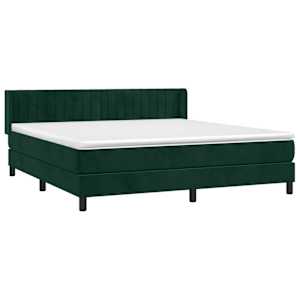 Box spring postel s matrací tmavě zelená 160x200 cm samet - obrázek 3