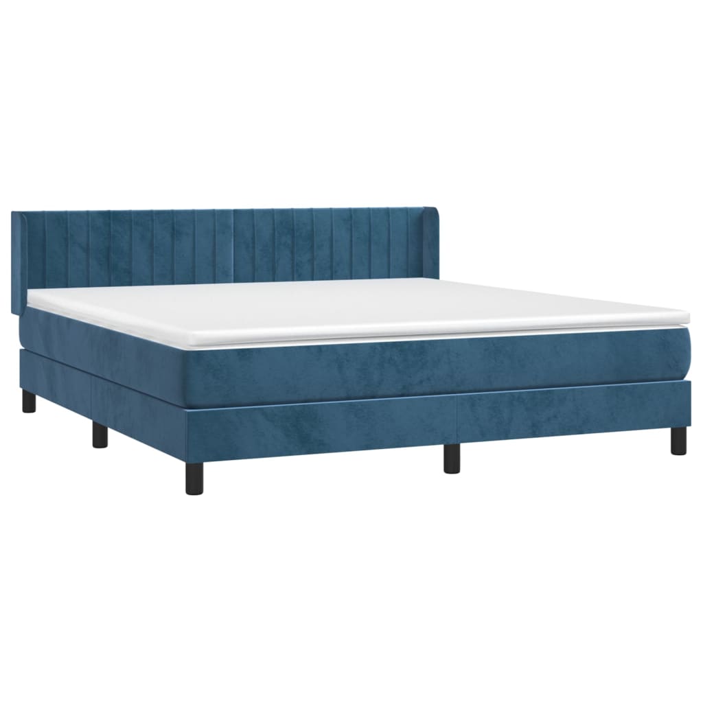 vidaXL Boxspring met matras fluweel donkerblauw 160x200 cm afbeelding