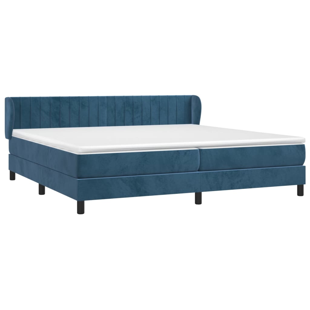 vidaXL Boxspring met matras fluweel donkerblauw 200x200 cm afbeelding