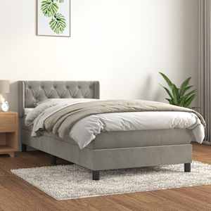 Box spring postel s matrací světle šedá 80 x 200 cm samet - obrázek 1