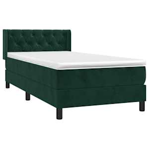 Box spring postel s matrací tmavě zelená 80 x 200 cm samet - obrázek 3
