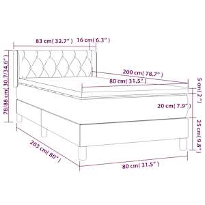 Box spring postel s matrací tmavě zelená 80 x 200 cm samet - obrázek 8
