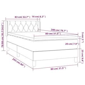 Box spring postel s matrací tmavě modrá 80 x 200 cm samet - obrázek 8