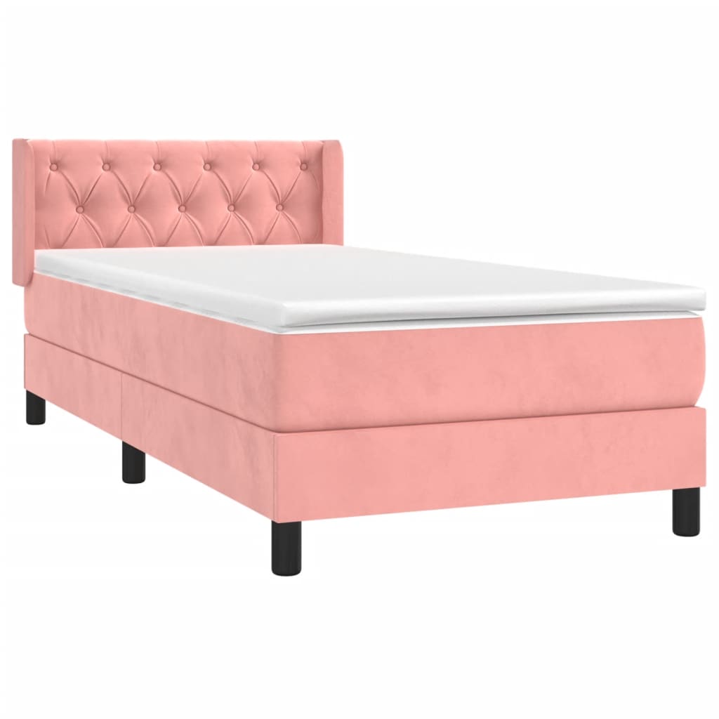 vidaXL Boxspring met matras fluweel roze 80x200 cm afbeelding