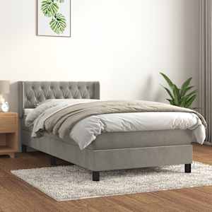 Box spring postel s matrací světle šedá 90x190 cm samet - obrázek 1