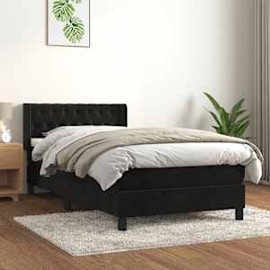 Box spring postel s matrací černá 90x190 cm samet - obrázek 1