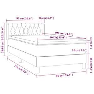 Box spring postel s matrací tmavě zelená 90x190 cm samet - obrázek 8