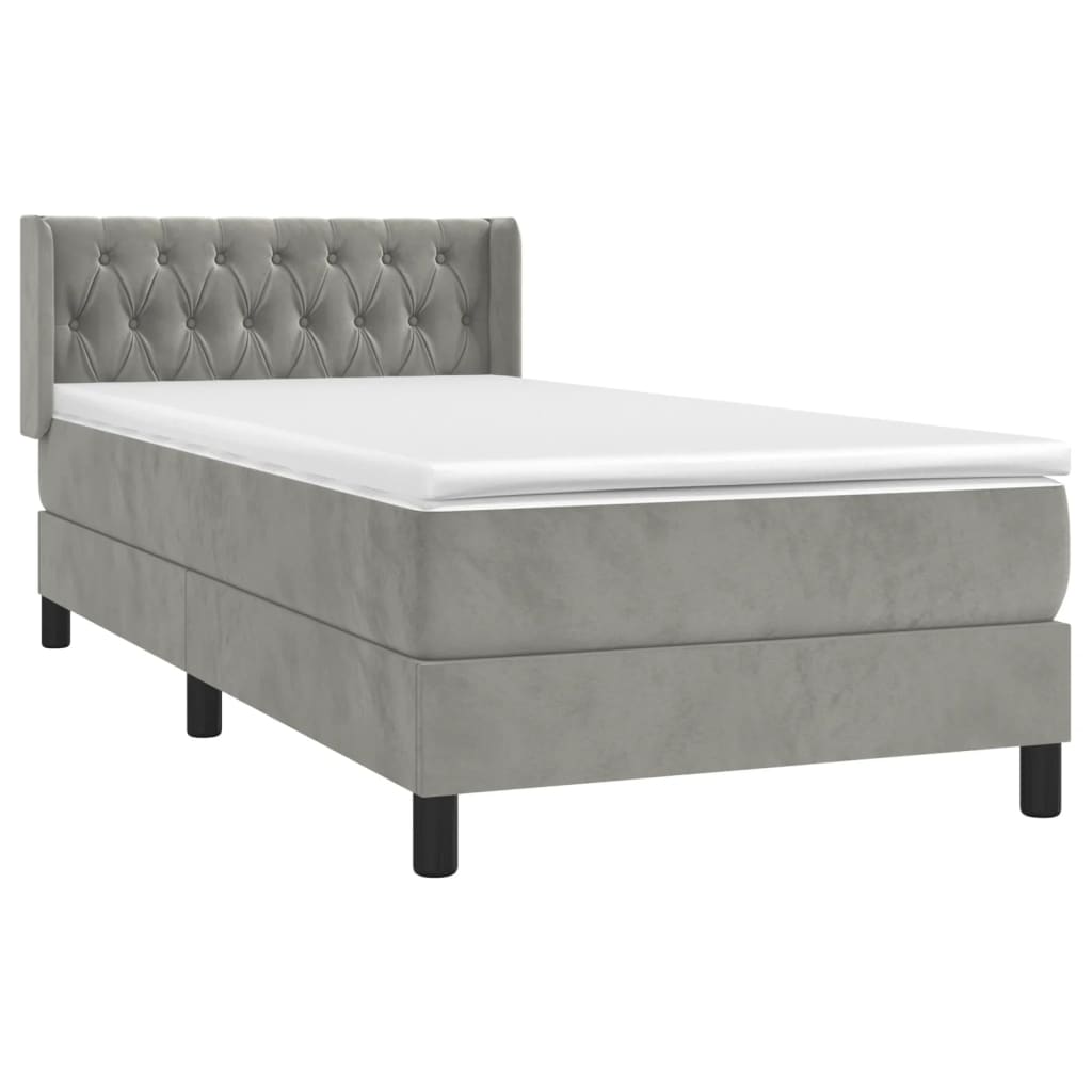 Thumbnail - vidaXL Boxspringbett mit Matratze Hellgrau 90x200 cm Samt