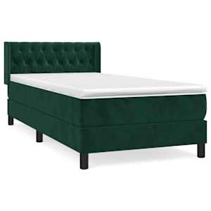 Box spring postel s matrací tmavě zelená 90x200 cm samet - obrázek 2