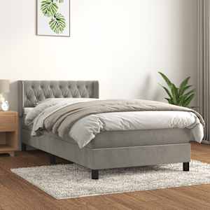 Box spring postel s matrací světle šedá 100x200 cm samet - obrázek 1