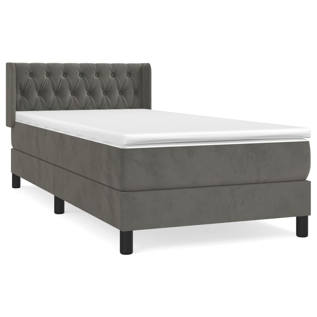 Thumbnail - vidaXL Boxspringbett mit Matratze Dunkelgrau 100x200 cm Samt