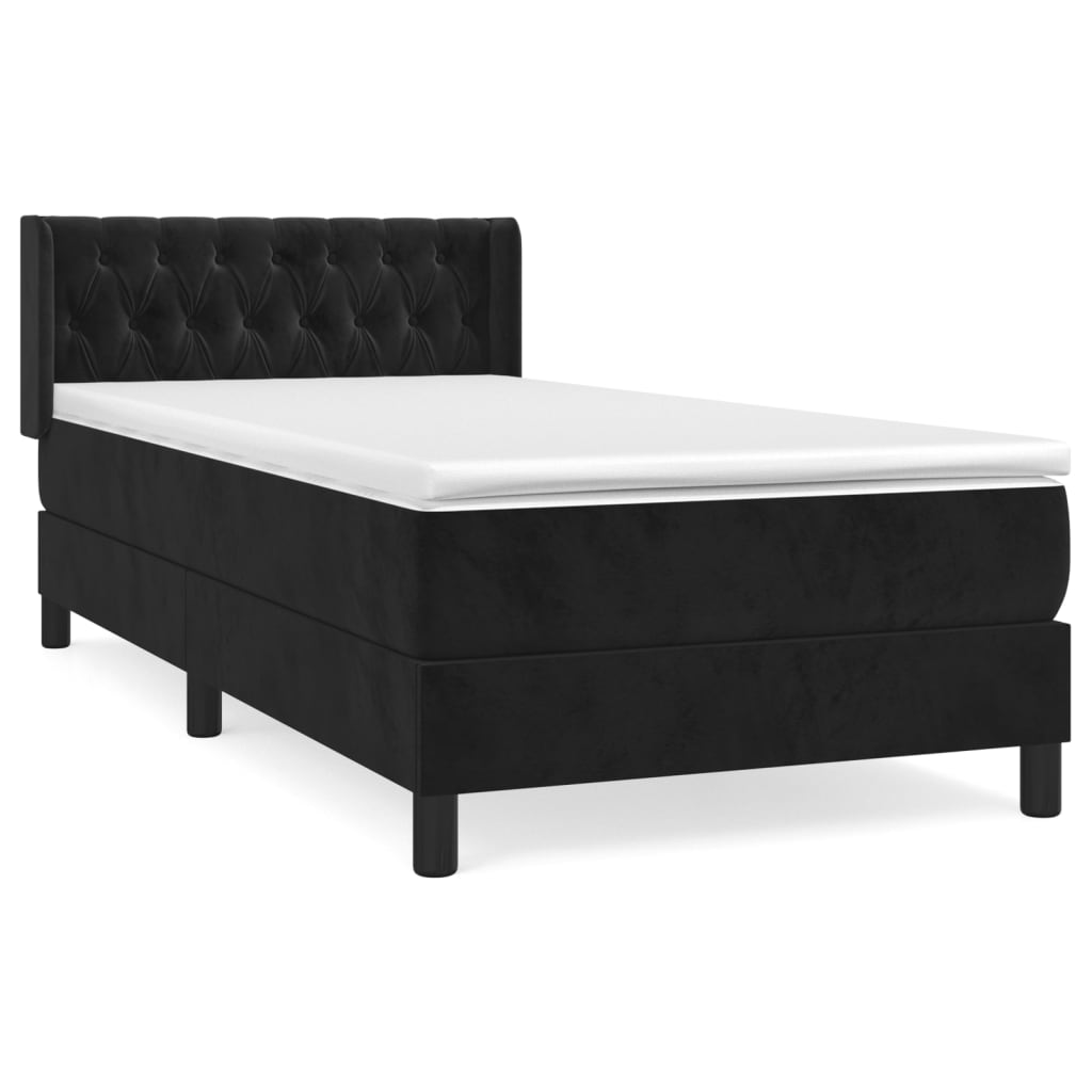 Thumbnail - vidaXL Boxspringbett mit Matratze Schwarz 100x200 cm Samt