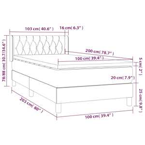 Box spring postel s matrací tmavě zelená 100x200 cm samet - obrázek 8