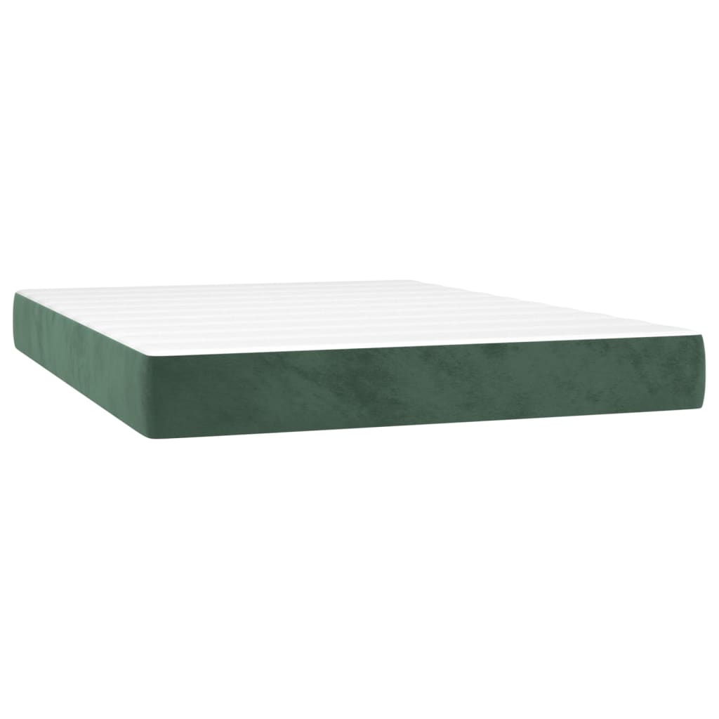 Box spring postelja z vzmetnico temno zelen 140x190 cm žamet