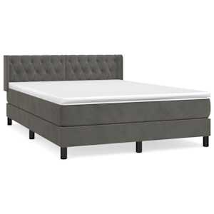 Box spring postel s matrací tmavě šedá 140x200 cm samet - obrázek 2