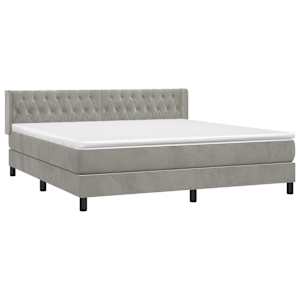 Box spring postel s matrací světle šedá 160x200 cm samet - obrázek 3