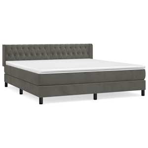 Box spring postel s matrací tmavě šedá 160x200 cm samet - obrázek 2