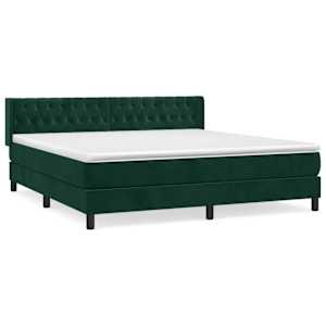 Box spring postel s matrací tmavě zelená 160x200 cm samet - obrázek 2