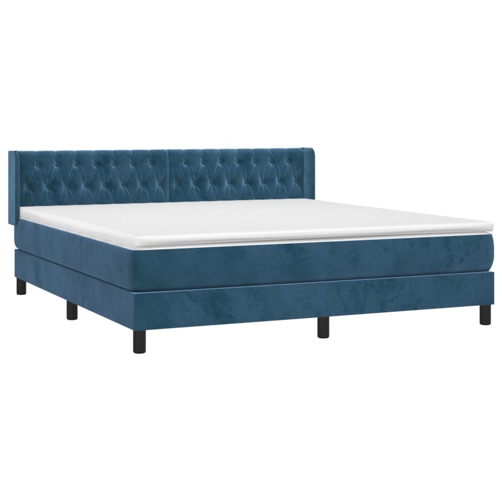 Thumbnail - vidaXL Boxspringbett mit Matratze Dunkelblau 160x200 cm Samt
