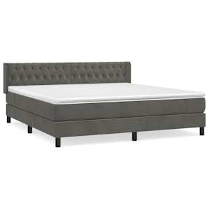 Box spring postel s matrací tmavě šedá 180x200 cm samet - obrázek 2