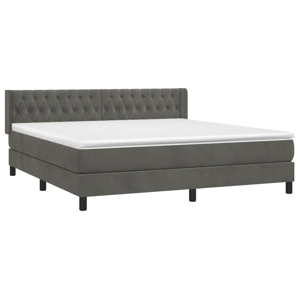 vidaXL Boxspring met matras fluweel donkergrijs 180x200 cm afbeelding