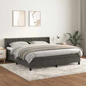Box spring postel s matrací tmavě šedá 180x200 cm samet - obrázek 1
