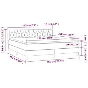 Box spring postel s matrací tmavě modrá 180x200 cm samet - obrázek 8