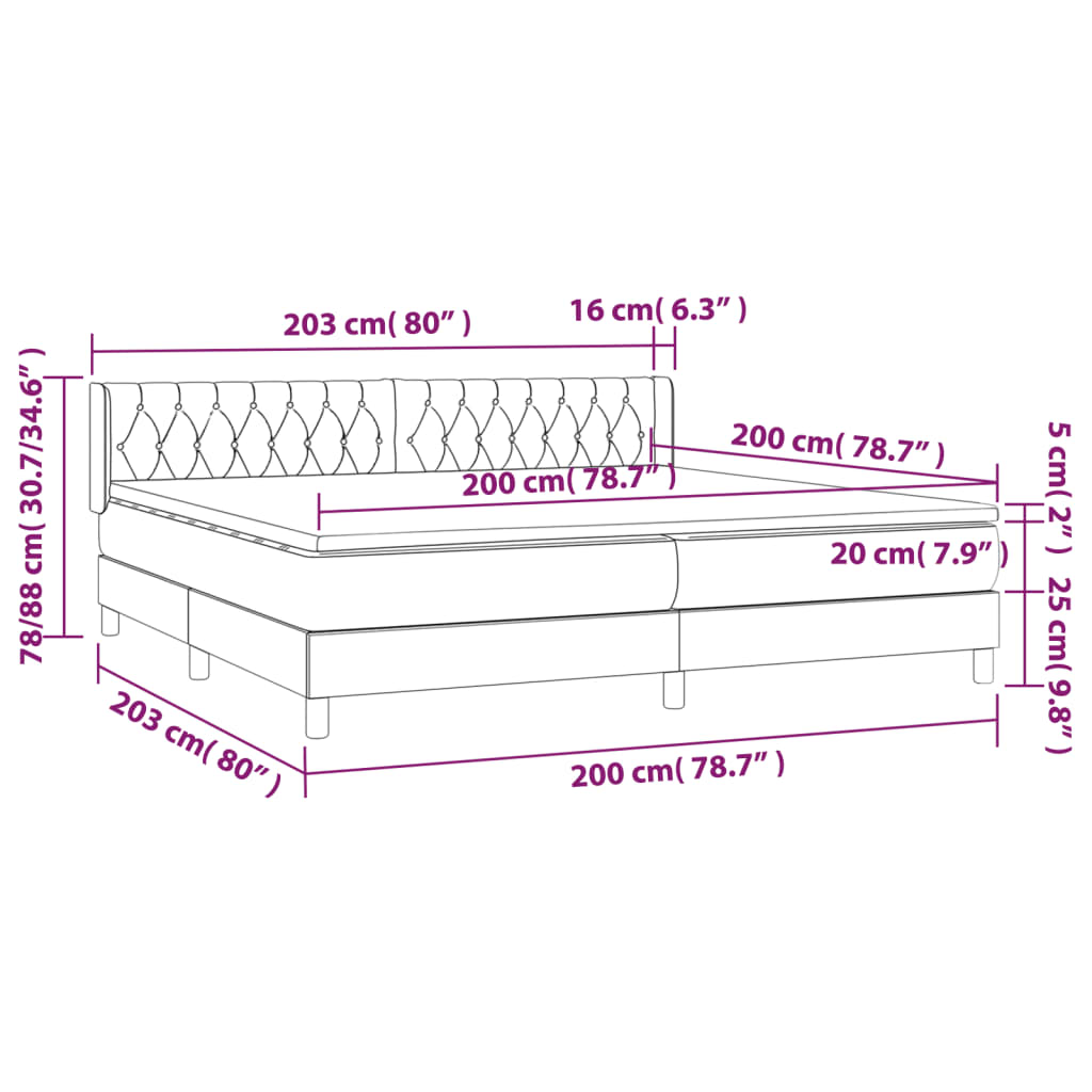 Box spring postel s matrací světle šedá 200x200 cm samet