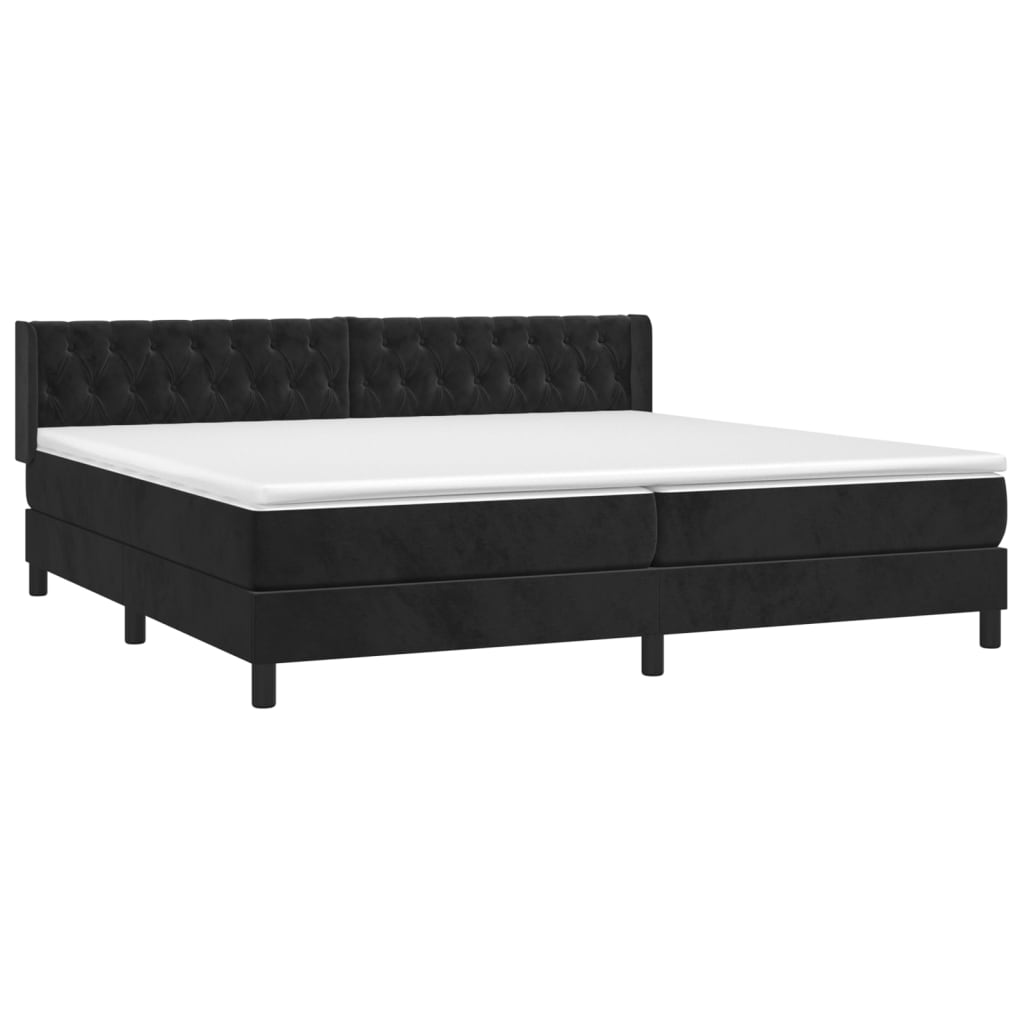vidaXL Boxspring met matras fluweel zwart 200x200 cm afbeelding
