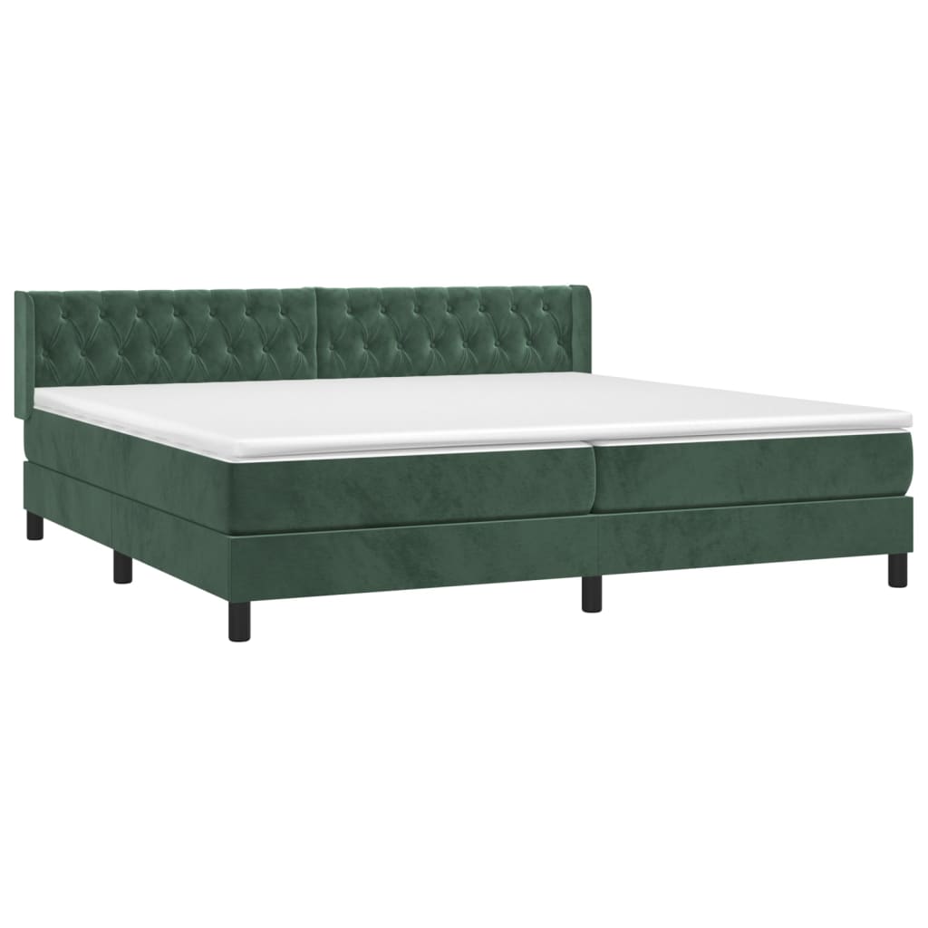 vidaXL Boxspring met matras fluweel donkergroen 200x200 cm afbeelding