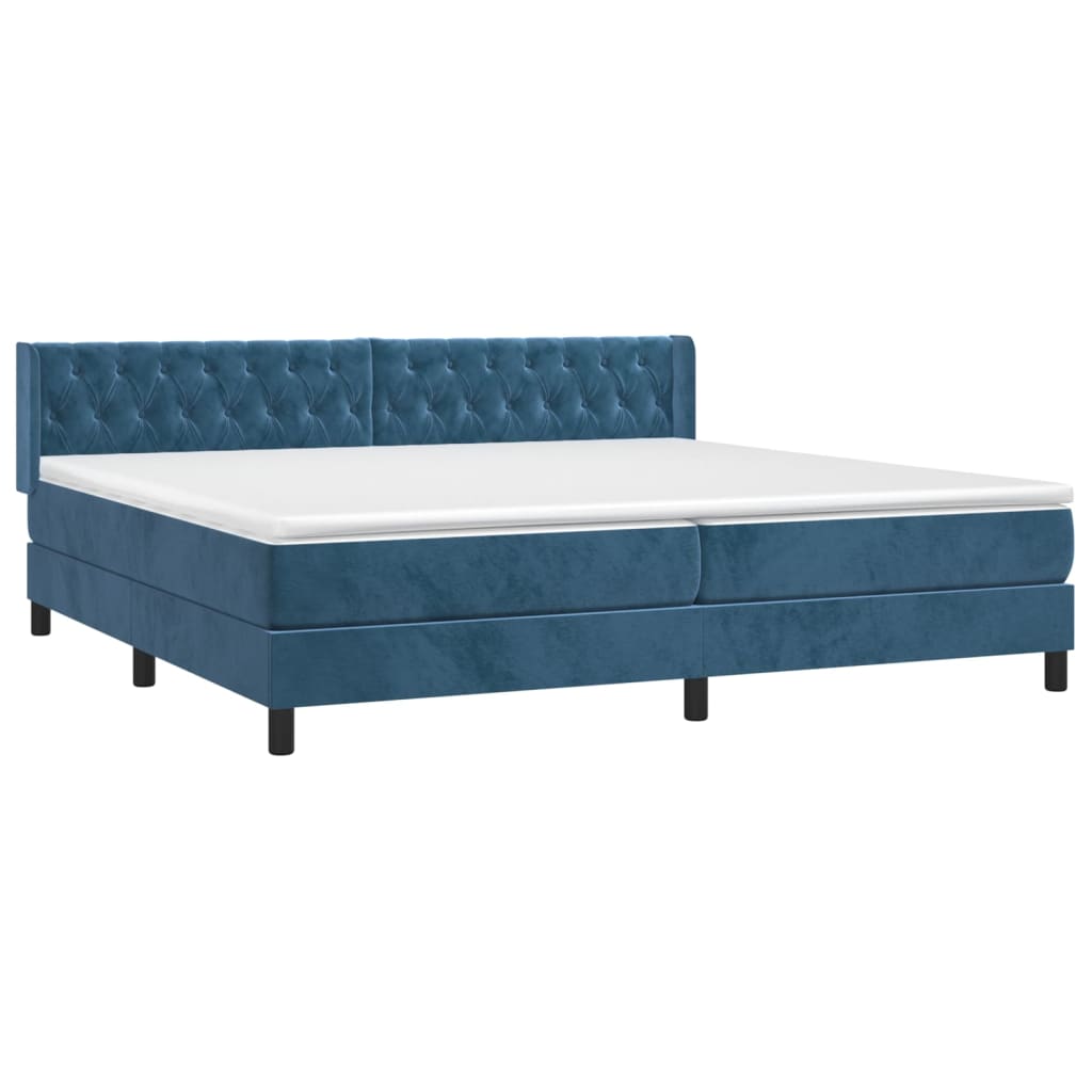 vidaXL Boxspring met matras fluweel donkerblauw 200x200 cm afbeelding