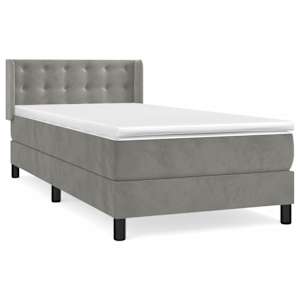 Box spring postel s matrací světle šedá 80 x 200 cm samet - obrázek 2