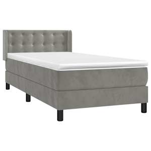Box spring postel s matrací světle šedá 80 x 200 cm samet - obrázek 3