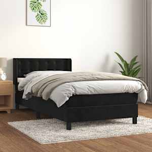 Box spring postel s matrací černá 80 x 200 cm samet - obrázek 1