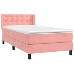Box spring postel s matrací růžová 80 x 200 cm samet - obrázek 3