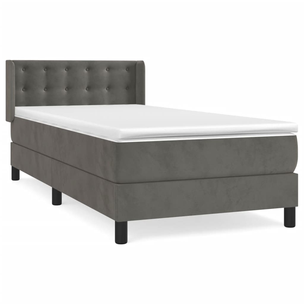 VidaXL Box spring postel s matrací tmavě šedá 90x190 cm samet