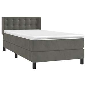 Box spring postel s matrací tmavě šedá 90x190 cm samet - obrázek 3