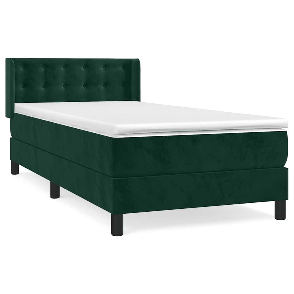 Thumbnail - vidaXL Boxspringbett mit Matratze Dunkelgrün 90x190 cm Samt